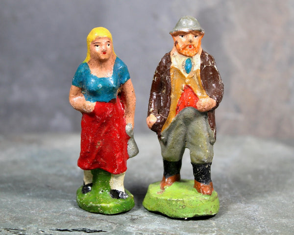 RARE! 1920s Antique Papier Mache Figurines | Antique Train Set Figures | Bixley Shop