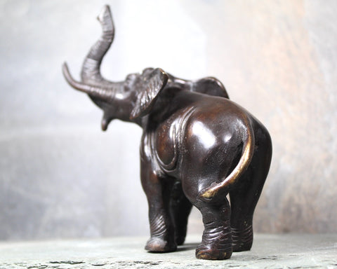 Antique Bronze Elephant Sculpture | Lucky Bronze Elephant | Trunk Up Elephant | Bixley Shop