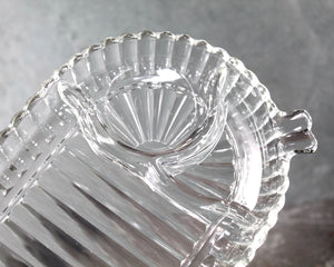 1950s Luncheon Divided Glass Dish | Clear Glass Trinket Tray, Vanity Organizer | Pressed Glass Luncheon Plate | Bixley Shop