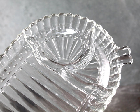 1950s Luncheon Divided Glass Dish | Clear Glass Trinket Tray, Vanity Organizer | Pressed Glass Luncheon Plate | Bixley Shop