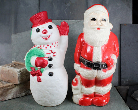 Vintage Light-Up Santa or Snowman | Blow-Molded Light Up Christmas for Indoors or Out | Vintage Christmas Decor | Bixley Shop