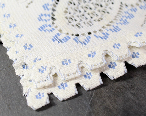 Vintage Lace Table Runner | Baby Blue Floral Lace Runner 34"x15" | Vintage Linens | Bixley Shop