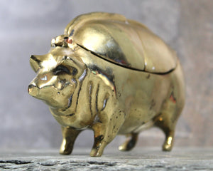 RARE! Arthur Court Design 1974 Figural Hinged Brass Pig Pin Cushion | Brass Trinket Box | Bixley Shop