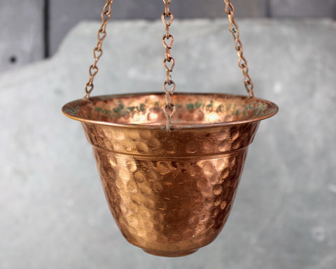 Hanging Hammered Copper on Brass Small Planter | Small Hanging Planter | Indoor Planter | Bixley Shop