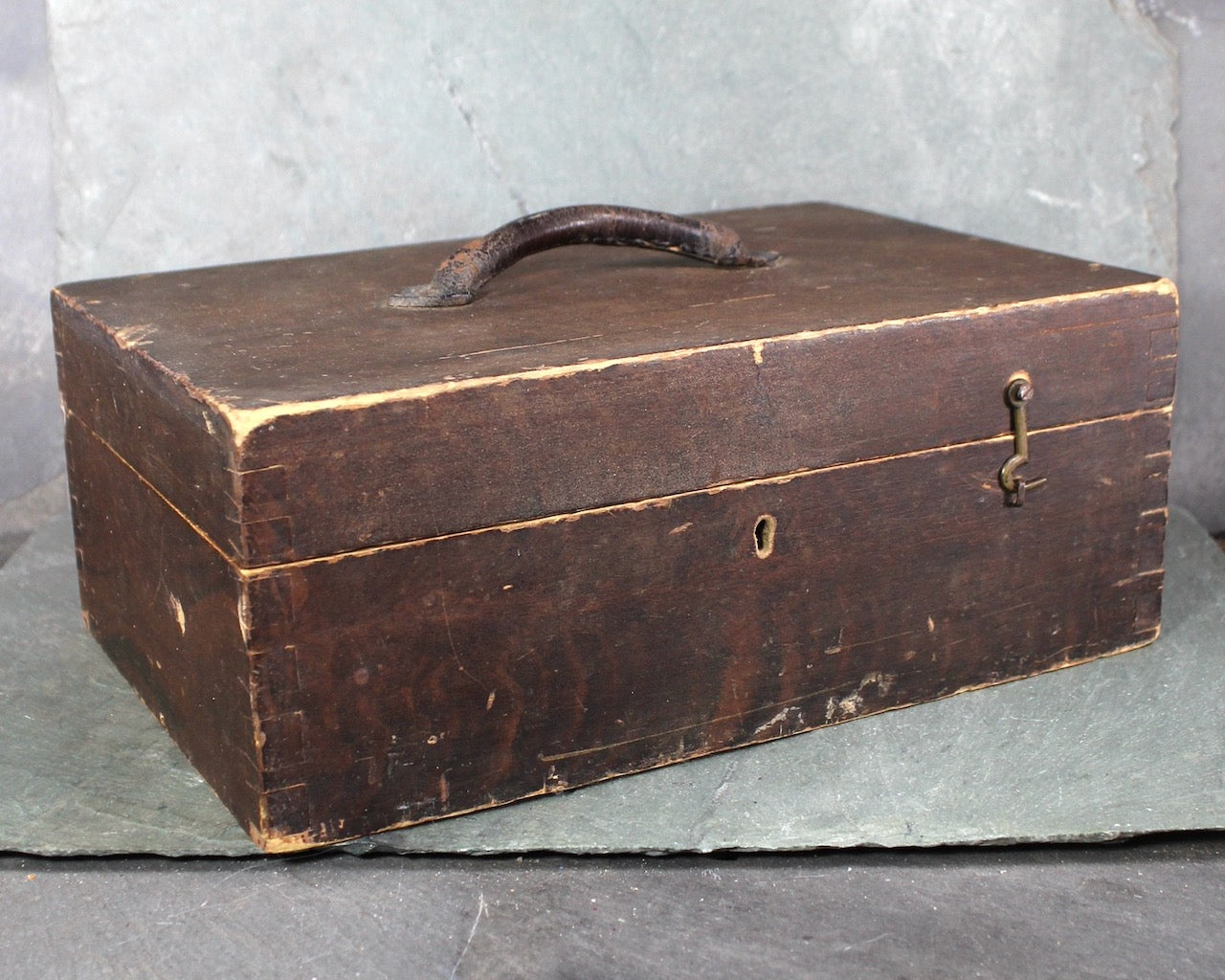 Antique Wooden Lock Box | Antique Wooden Storage | Rustic Wooden Box | Bixley Shop