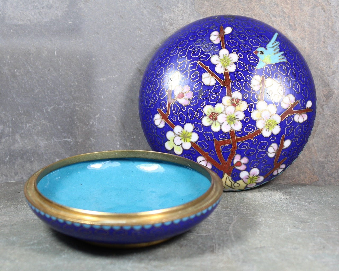 Vintage Cloisonné Trinket Box | Small Round Trinket Box | Bixley Shop