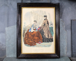 Antique Lithograph Victorian Ladies by Adele-Anais Toudouze, for La Mode Illustrée | Signed and Framed Under Glass | Bixley Shop