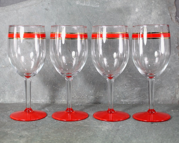 Mid-Century Modern Red Striped Wine Glasses | Christmas Wine Glasses | Groovy Glassware | Bixley Shop