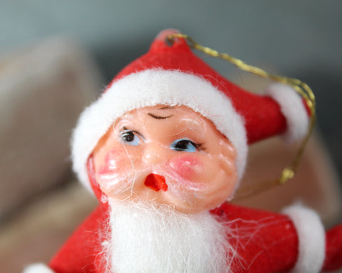 Vintage Strolling Santa Christmas Ornament  | Circa 1950s | Made in Japan | Bixley Shop