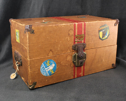 Vintage Doll Travel Box | Educational Playthings Doll Travel Steamer Trunk with Hanger | Vintage Storage | Bixley Shop