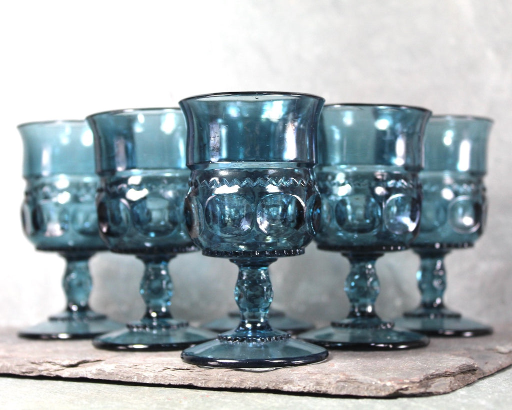 Colony Glass Vintage Cordial Glasses | Set of 6 | MCM Smokey Blue
