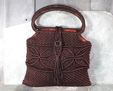 Vintage Macrame Handbag | Boho Chic Woven Back | Vintage Purse | Vintage Fashion Accessories | Bixley Shop