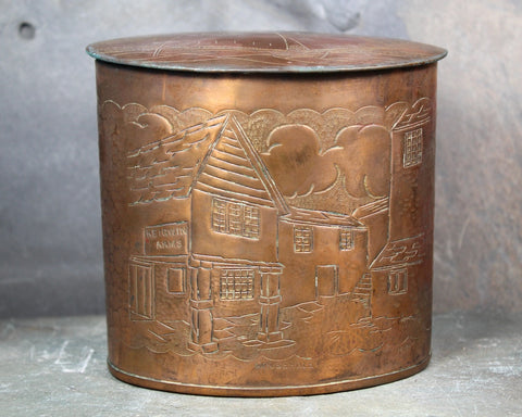 Arts & Crafts Newlyn Style Copper Tea Caddy | Early 19th Century Tea Caddy | Keigwig Arms Mousehole Pattern | Bixley Shop