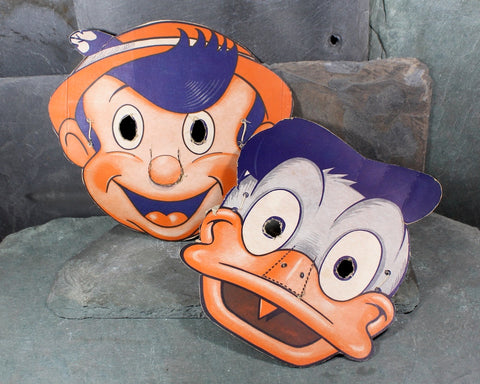 Vintage Wheaties Box Disney Masks | Your Choice of Donald Duck or Pinocchio | Cut Out Cardboard Masks | Vintage Halloween | Bixley Shop