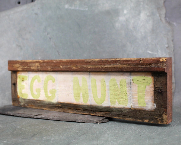 RARE! Vintage Egg Hunt Hand-Painted Sign | Rustic, Wooden Easter Egg Hunt Sign | Bixley Shop