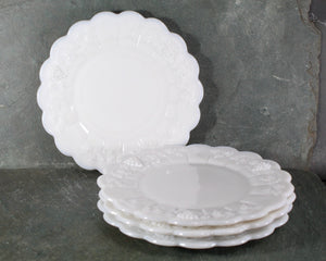 Set of 4 Westmoreland Paneled Grape Milk Glass Dessert Plates | 8 1/2" Dessert Plates | Vintage Milk Glass | Bixley Shop