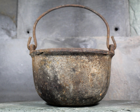 Rusty Cast Iron Witch's Cauldron | 5 1/2" Medium Heavy Cauldron | Vintage Halloween Decor | Bixley Shop