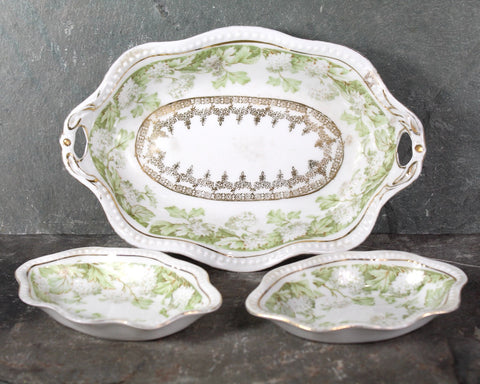 Antique CS Prussia Porcelain Trinket Dish Set | Prussian Fine China | Set of 3 | Bixley Shop