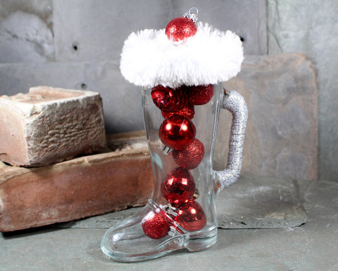 Vintage Glass Santa Boot Decoration | Upcycled Christmas Boot Decoration | Bixley Shop