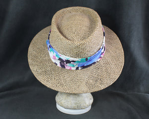 Panama Jack Straw Hat | One Size Straw Hat with Floral Band | Summer Wedding Hat | Bixley Shop