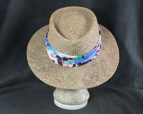 Panama Jack Straw Hat | One Size Straw Hat with Floral Band | Summer Wedding Hat | Bixley Shop