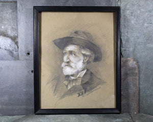 E.A. Wuillenmier Signed Drawing | Antique Pencil and Pastel Signed Original Art | | 8 3/4" x 10 3/4" Framed Under Glass | Bixley Shop