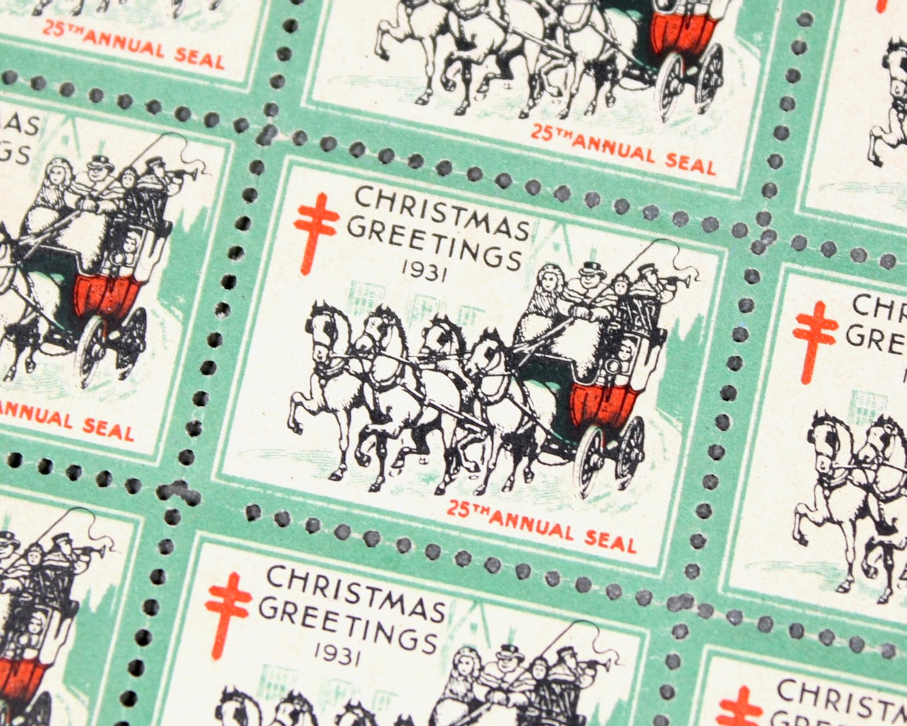 1931 Christmas Seals | Sheet of 18 Seals | National Tuberculosis Association (NTA) Era Seals | UNUSED | Bixley Shop