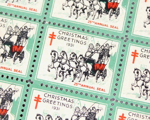 1931 Christmas Seals | Sheet of 18 Seals | National Tuberculosis Association (NTA) Era Seals | UNUSED | Bixley Shop