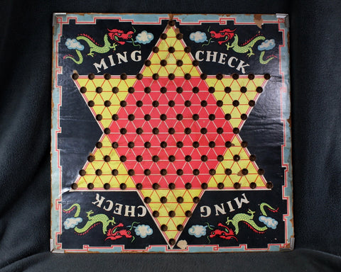 Ming Check Vintage 18" Chinese Checkers Board | circa 1950s/60s | Vintage Playroom Decor | Bixley Shop