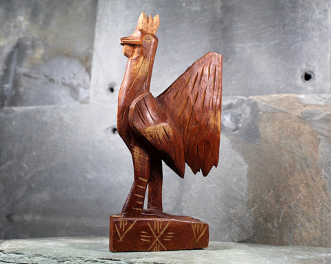 Rustic Carved Wooden Rooster | Vintage Chicken Decor | Folk Art Rooster | Hand Carved | Bixley Shop