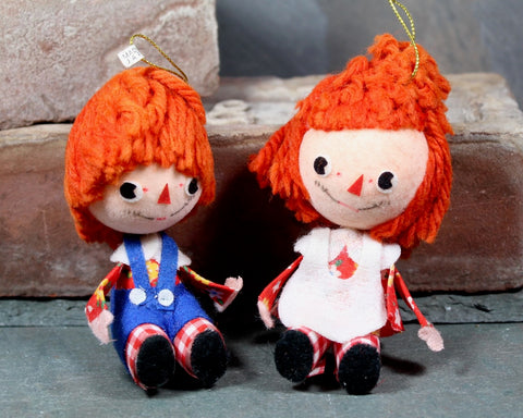 1950s Vintage Raggedy Ann & Andy Christmas Ornaments | Made in Japan | Bixley Shop