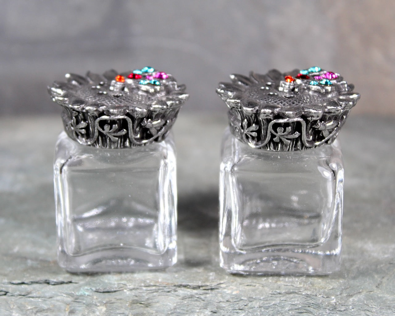 Honey Bee Salt and Pepper Shakers | Mary Demarco Small Shakers with Swarovski Crystals | Pewter Topped Shakers | Bixley Shop