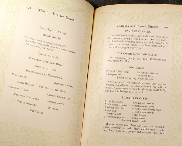 A Book of Good Dinners for My Friend by Fanny Merritt Farmer | 1914 Antique Cookbook | Bixley Shop