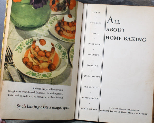 All About Home Baking - 1939 Antique Cookbook by General Foods Corp. - Third Edition | Bixley Shop