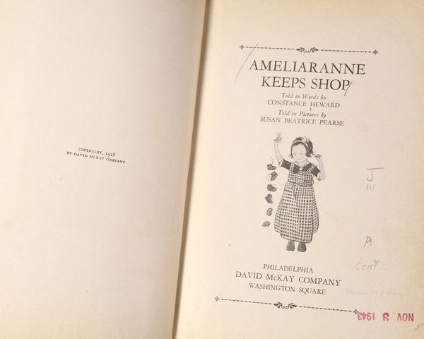 Ameliaranne Keeps Shop by Constance Heward | Illustrated by Susan Beatrice Pearse | Antique 1928 Children's Book | Bixley Shop