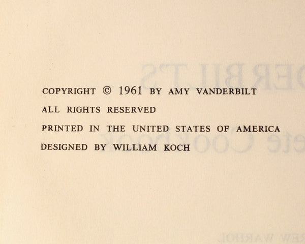 Amy Vanderbilt's Complete Cookbook | Illustrated by Andy Warhol | 1961 First Edition | Vintage American Cookbook | Bixley Shop