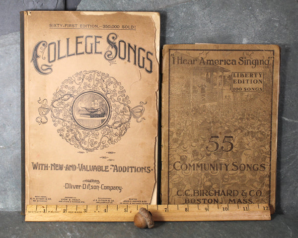 RARE! Antique Song Books | I Hear America Sing, 1918 | College Songs, 1887 | Bixley Shop