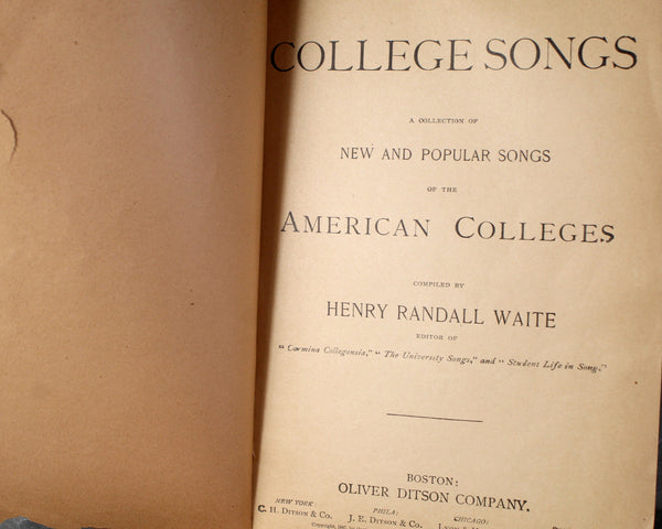 RARE! Antique Song Books | I Hear America Sing, 1918 | College Songs, 1887 | Bixley Shop