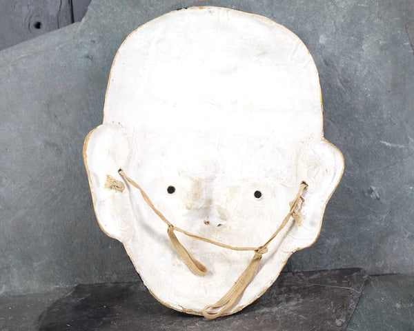 RARE! Antique Paper Mache Asian Warrior Mask | Stunning Warrior Mask | Vintage Halloween | Bixley Shop