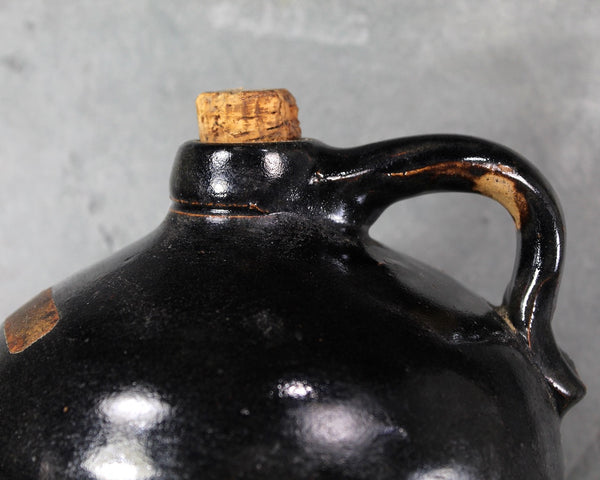 ANTIQUE Stoneware Jug with Cork Stopper | Classic Clay Jug with Black Glaze | Rustic Jug | Bixley Shop