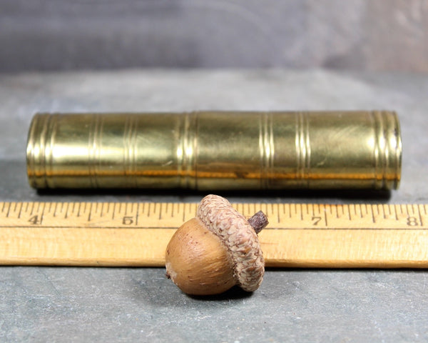 RARE! Antique Brass Pocket Inkwell | Travel Ink Pot | Cylindrical Brass Inkwell | Bixley Shop