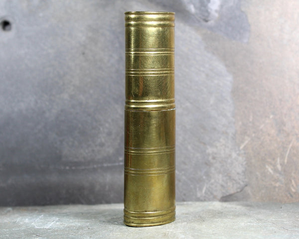 RARE! Antique Brass Pocket Inkwell | Travel Ink Pot | Cylindrical Brass Inkwell | Bixley Shop