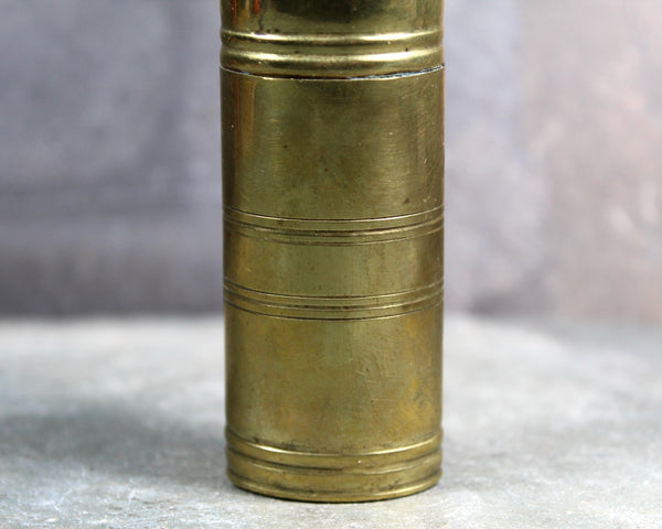 RARE! Antique Brass Pocket Inkwell | Travel Ink Pot | Cylindrical Brass Inkwell | Bixley Shop