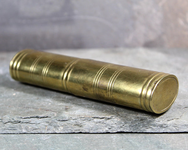 RARE! Antique Brass Pocket Inkwell | Travel Ink Pot | Cylindrical Brass Inkwell | Bixley Shop