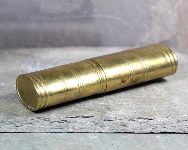 RARE! Antique Brass Pocket Inkwell | Travel Ink Pot | Cylindrical Brass Inkwell | Bixley Shop