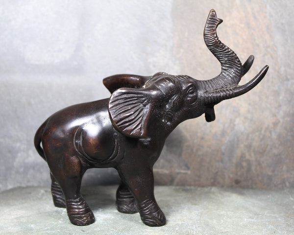 Antique Bronze Elephant Sculpture | Lucky Bronze Elephant | Trunk Up Elephant | Bixley Shop