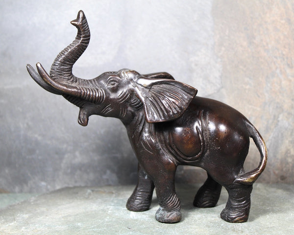 Antique Bronze Elephant Sculpture | Lucky Bronze Elephant | Trunk Up Elephant | Bixley Shop