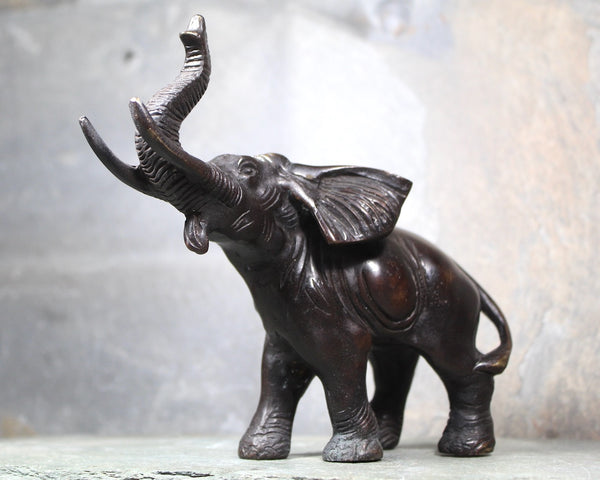 Antique Bronze Elephant Sculpture | Lucky Bronze Elephant | Trunk Up Elephant | Bixley Shop