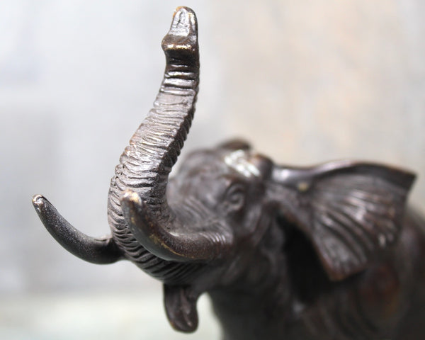 Antique Bronze Elephant Sculpture | Lucky Bronze Elephant | Trunk Up Elephant | Bixley Shop