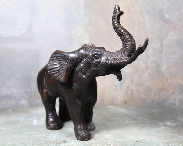 Antique Bronze Elephant Sculpture | Lucky Bronze Elephant | Trunk Up Elephant | Bixley Shop